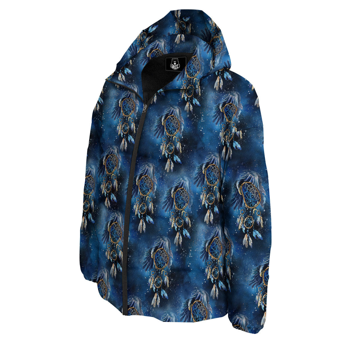 Dream Catcher Blue Galaxy Print Pattern Down Jacket-grizzshop