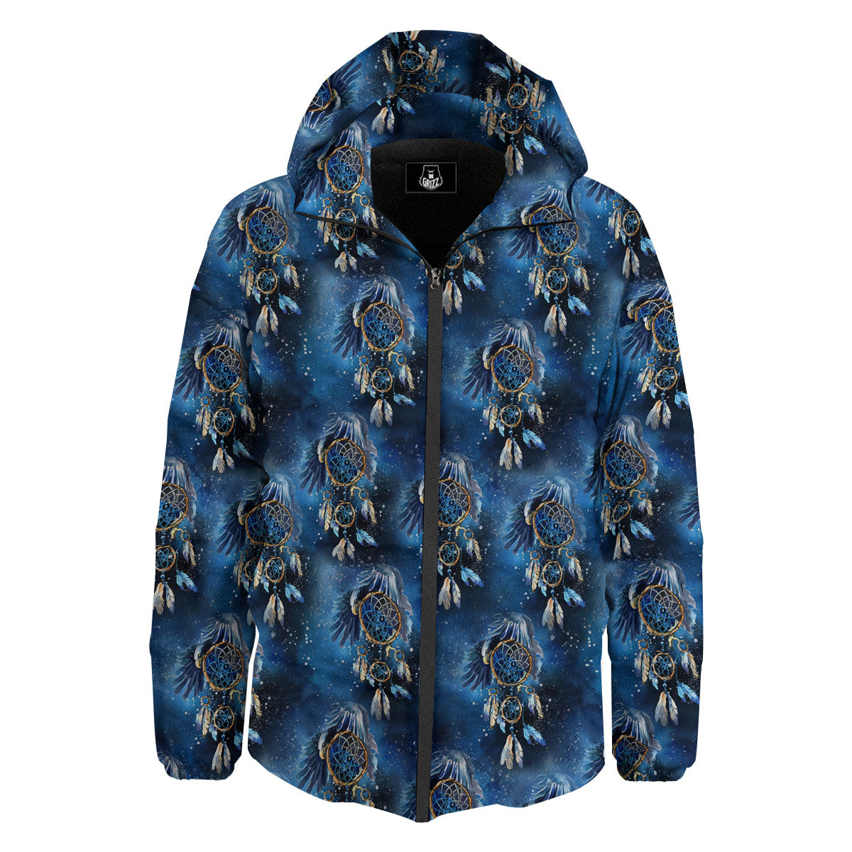 Dream Catcher Blue Galaxy Print Pattern Down Jacket-grizzshop