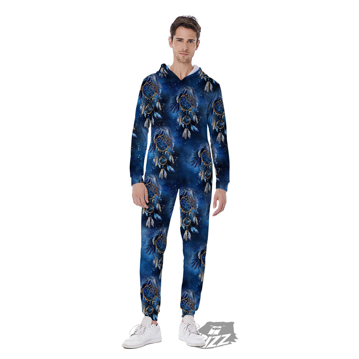 Dream Catcher Blue Galaxy Print Pattern Men's Jumpsuit-grizzshop