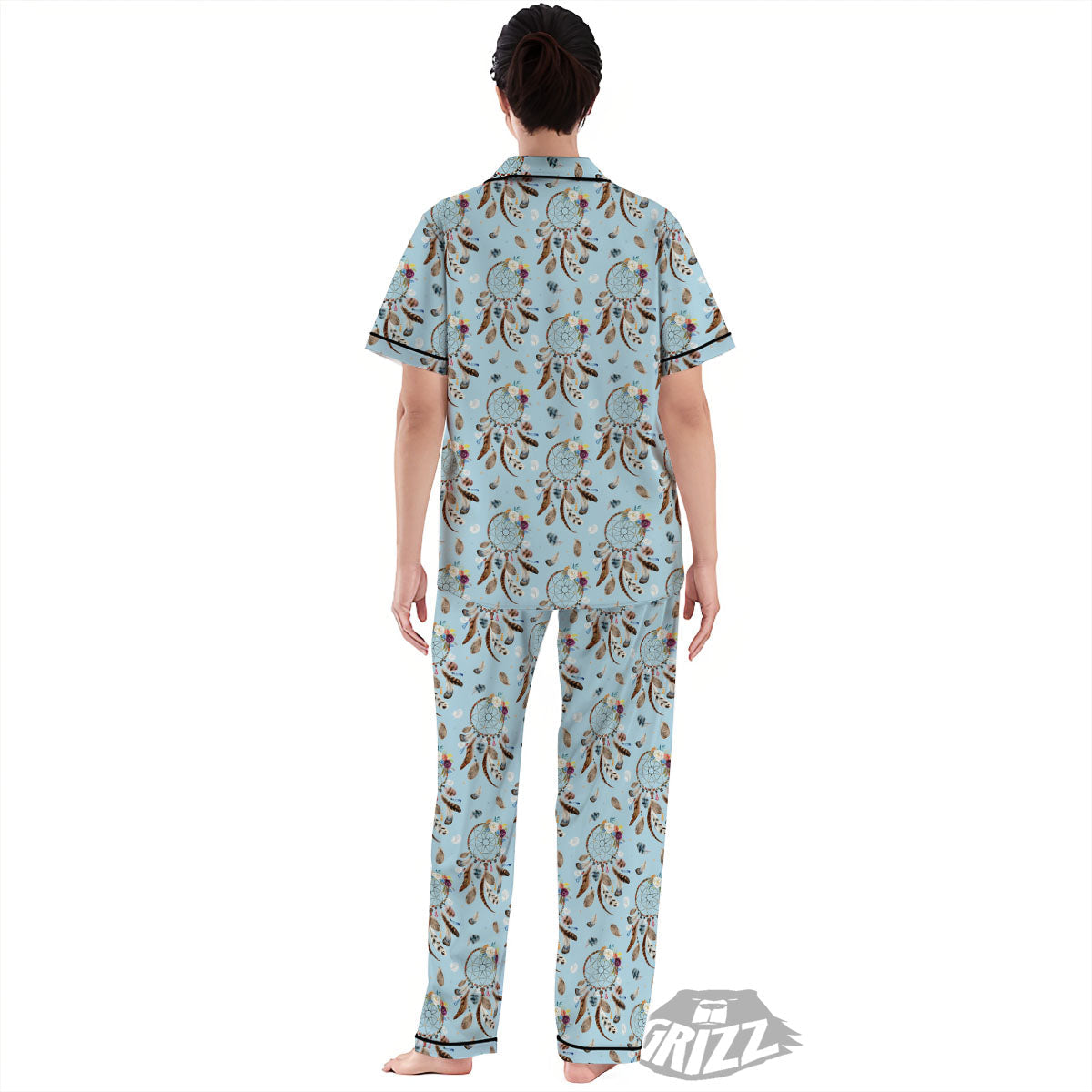 Dream Catcher Blue Indian Print Pattern Women's Pajamas Set-grizzshop