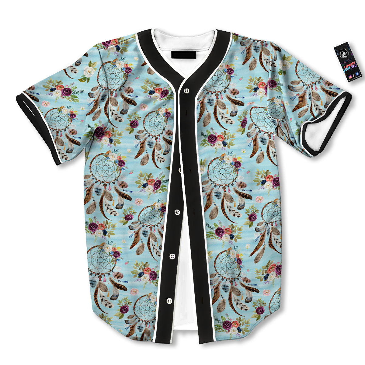 Dream Catcher Blue Native Print Pattern Baseball Jersey-grizzshop