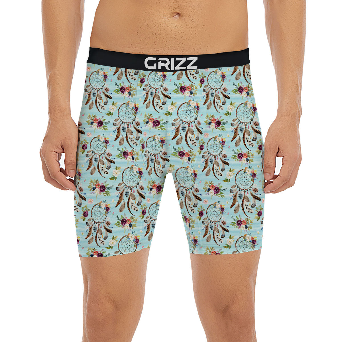 Dream Catcher Blue Native Print Pattern Boxer Briefs-grizzshop