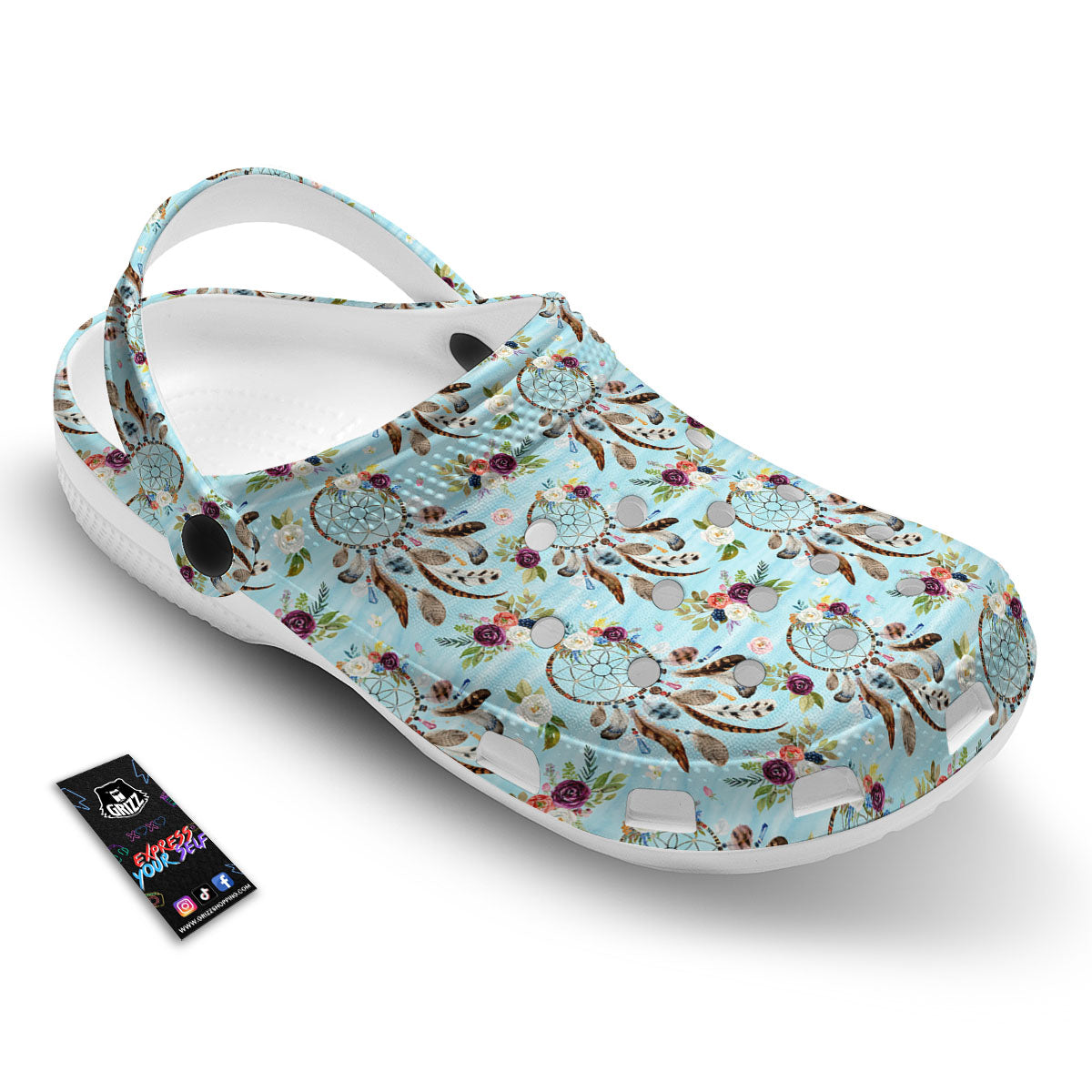 Dream Catcher Blue Native Print Pattern Clog-grizzshop