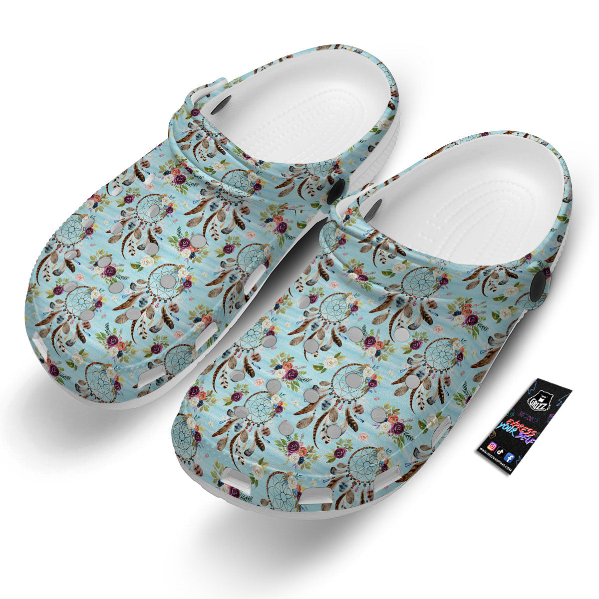 Dream Catcher Blue Native Print Pattern Clog-grizzshop