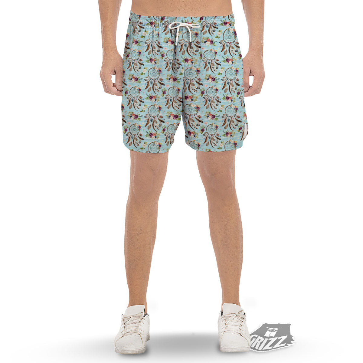Dream Catcher Blue Native Print Pattern Men's Gym Shorts-grizzshop