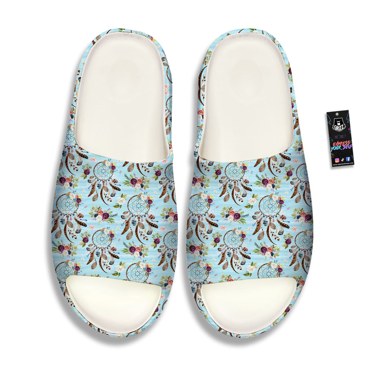 Dream Catcher Blue Native Print Pattern Sandals-grizzshop
