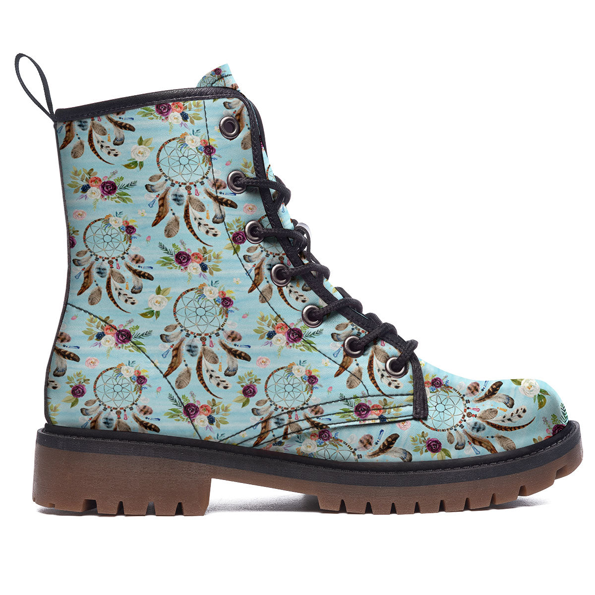 Dream Catcher Blue Native Print Pattern Work Boots-grizzshop