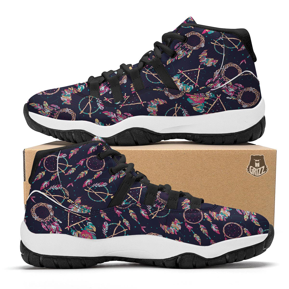 Dream Catcher Boho Feather Black Bball Shoes-grizzshop