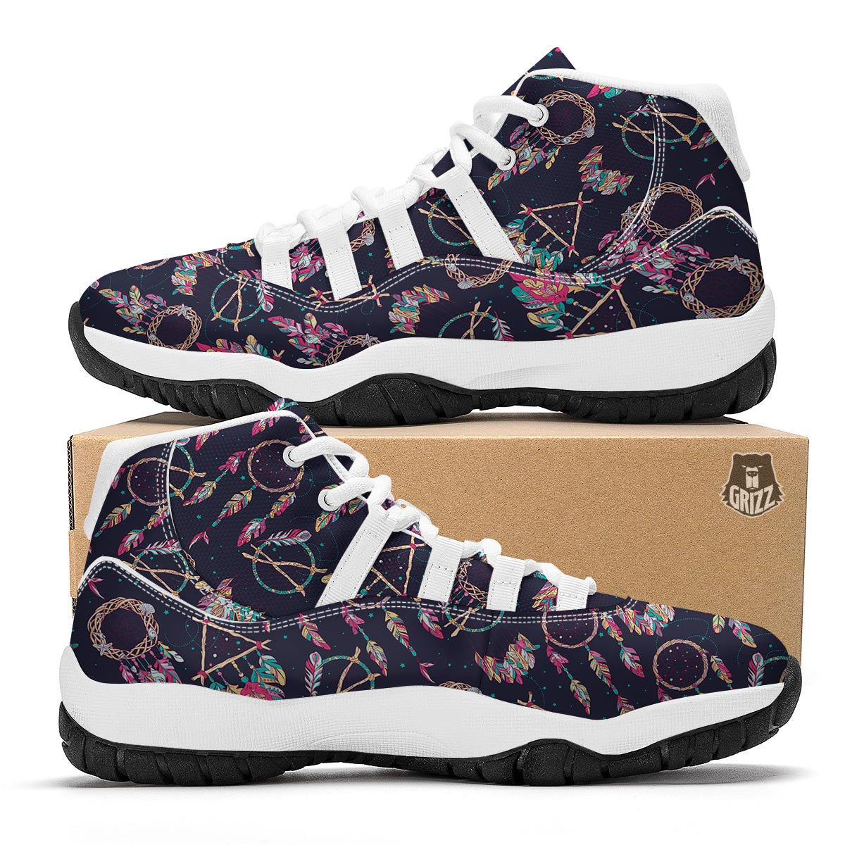 Dream Catcher Boho Feather White Bball Shoes-grizzshop