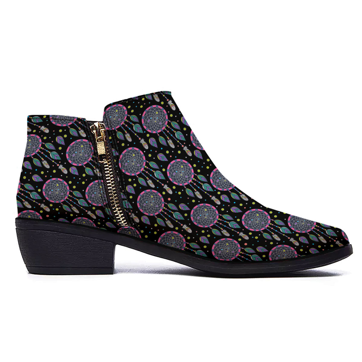 Dream Catcher Boho Print Pattern Ankle Boots-grizzshop