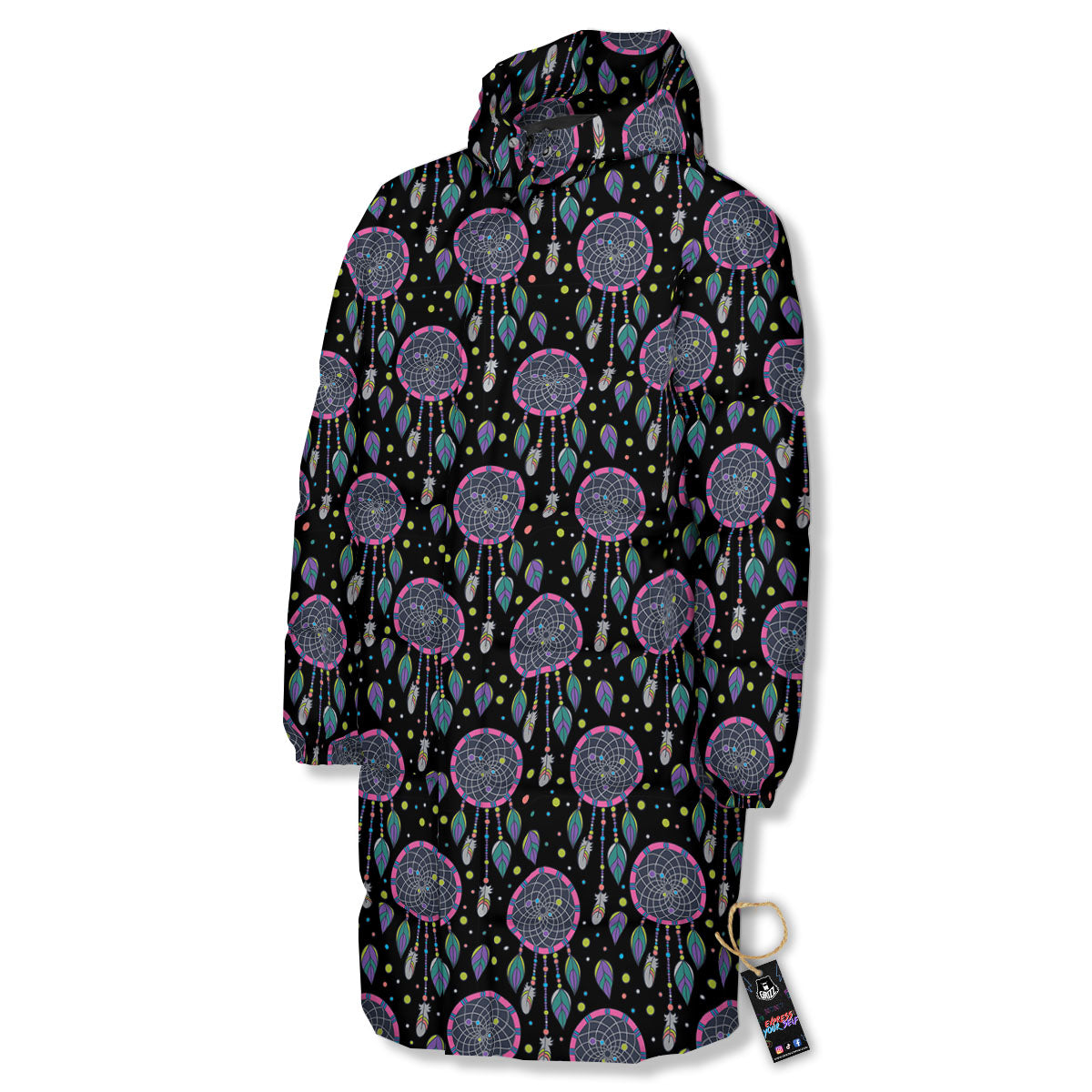 Dream Catcher Boho Print Pattern Long Down Jacket-grizzshop