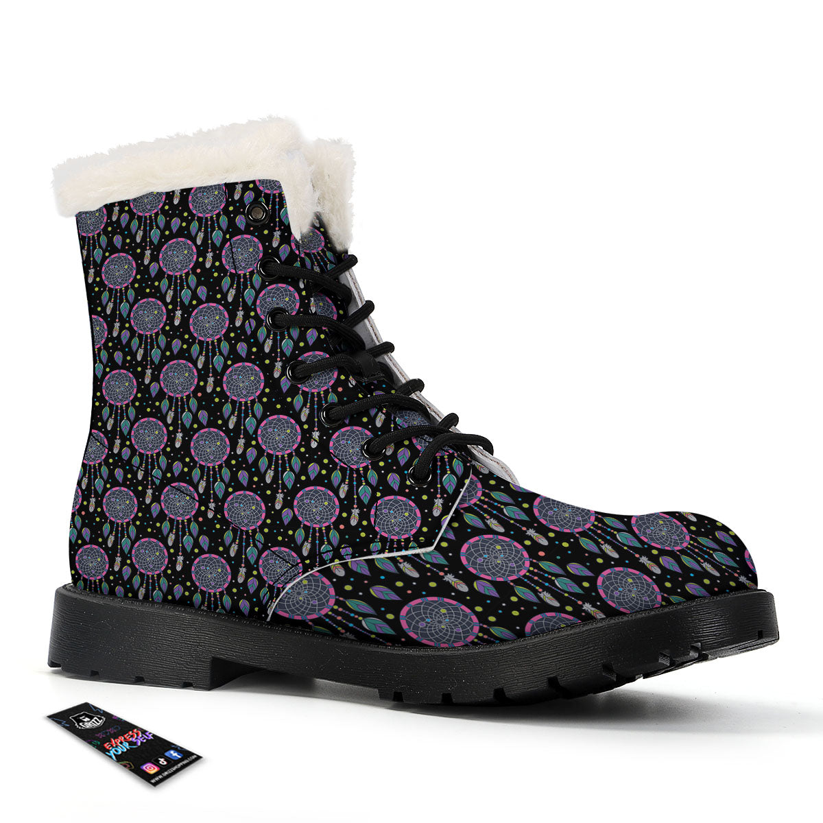 Dream Catcher Boho Print Pattern Winter Boots-grizzshop
