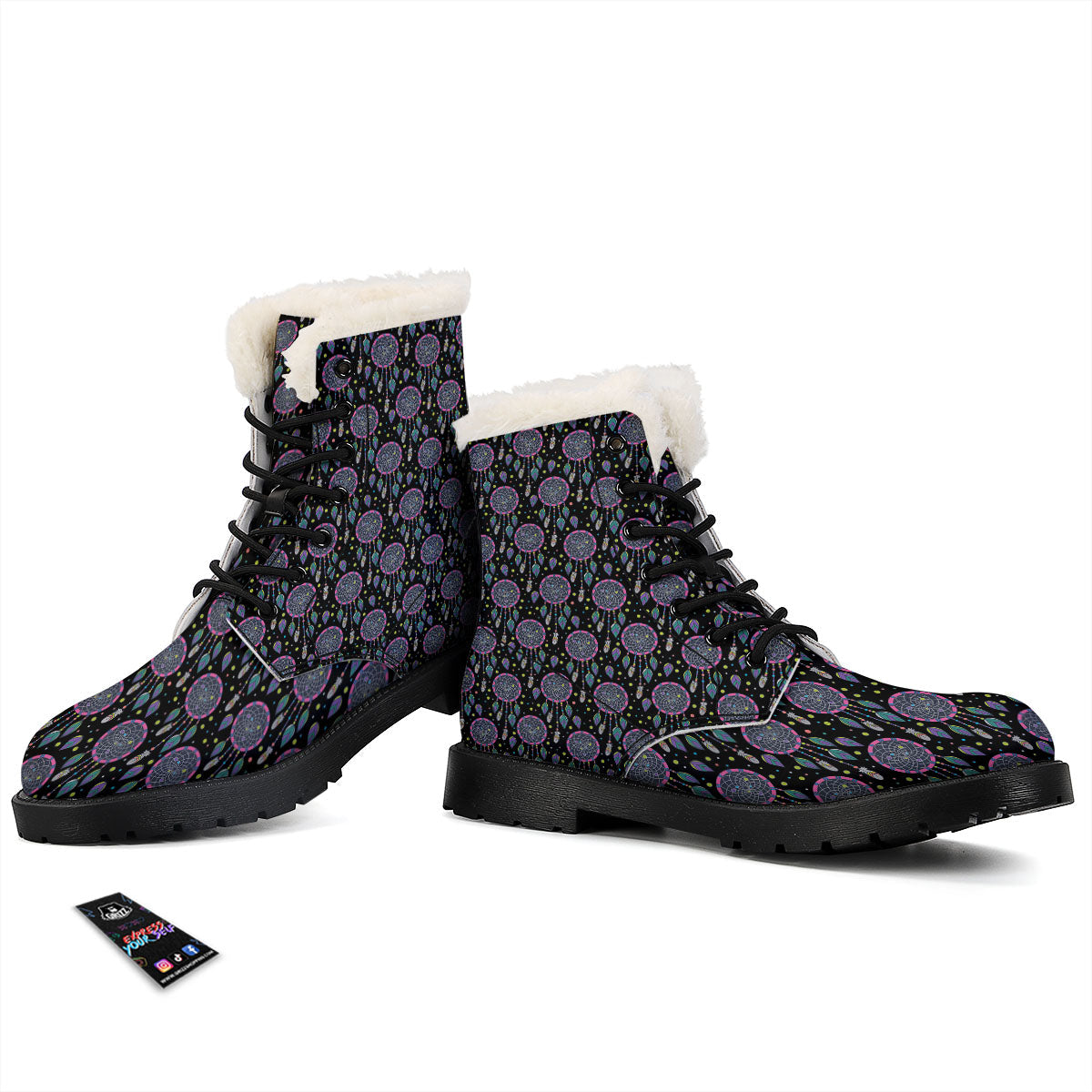 Dream Catcher Boho Print Pattern Winter Boots-grizzshop