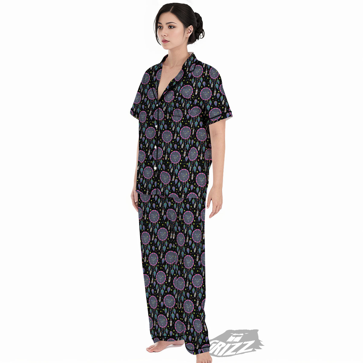 Dream Catcher Boho Print Pattern Women's Pajamas Set-grizzshop