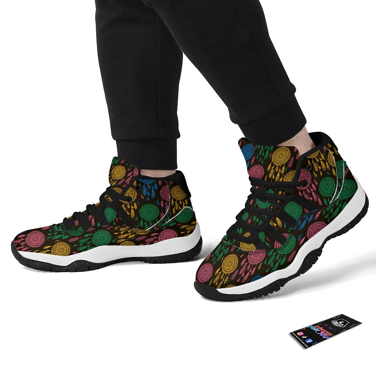 Dream Catcher Colorful Feather Black Bball Shoes-grizzshop