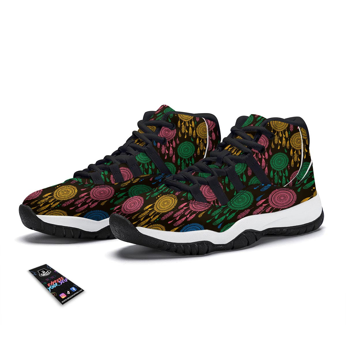 Dream Catcher Colorful Feather Black Bball Shoes-grizzshop
