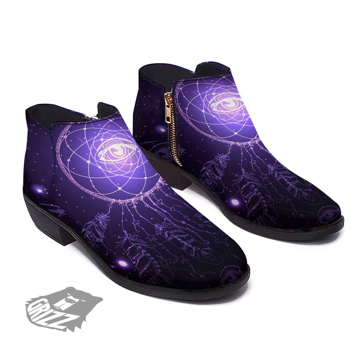 Dream Catcher Constellation Native Print Ankle Boots-grizzshop