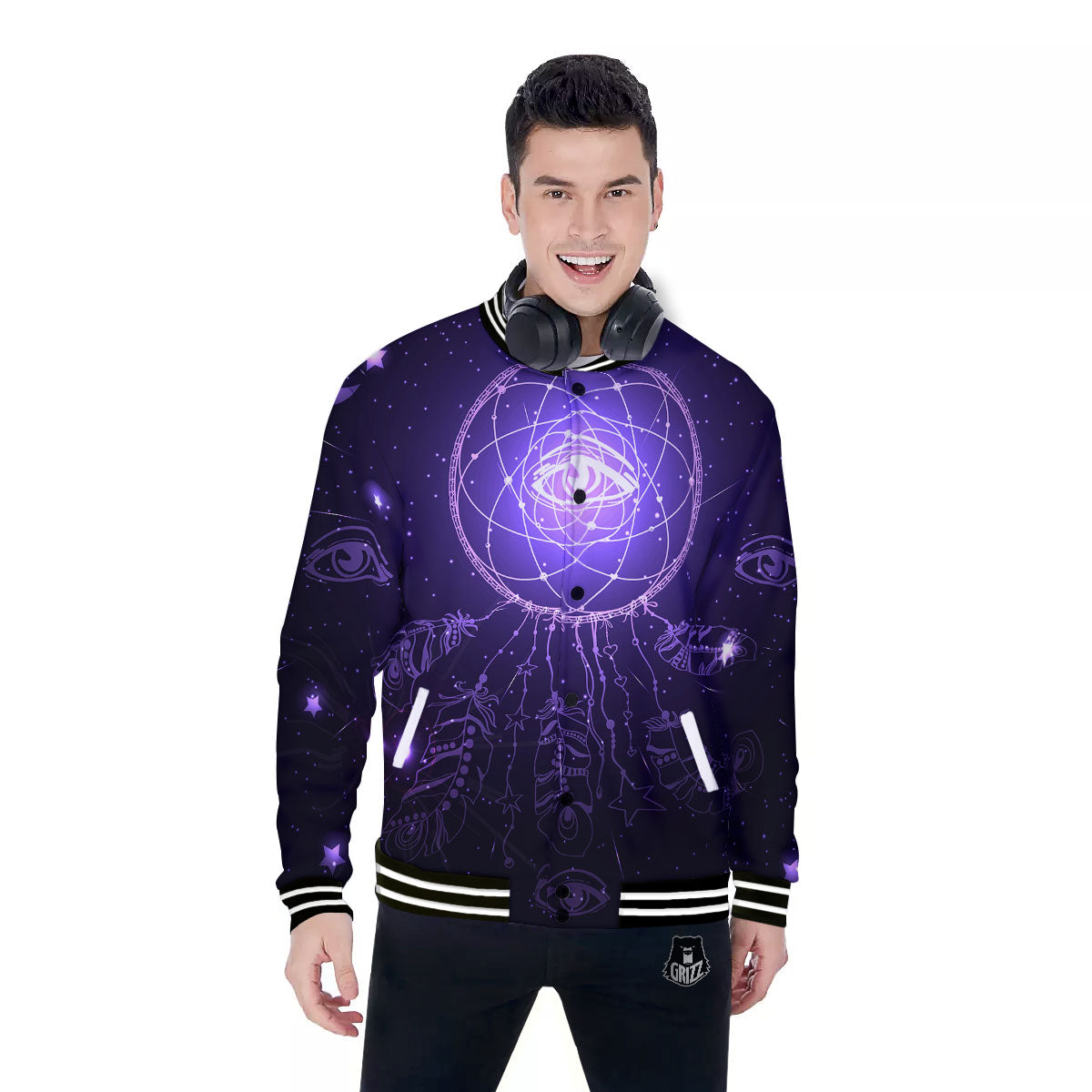 Dream Catcher Constellation Native Print Baseball Jacket-grizzshop