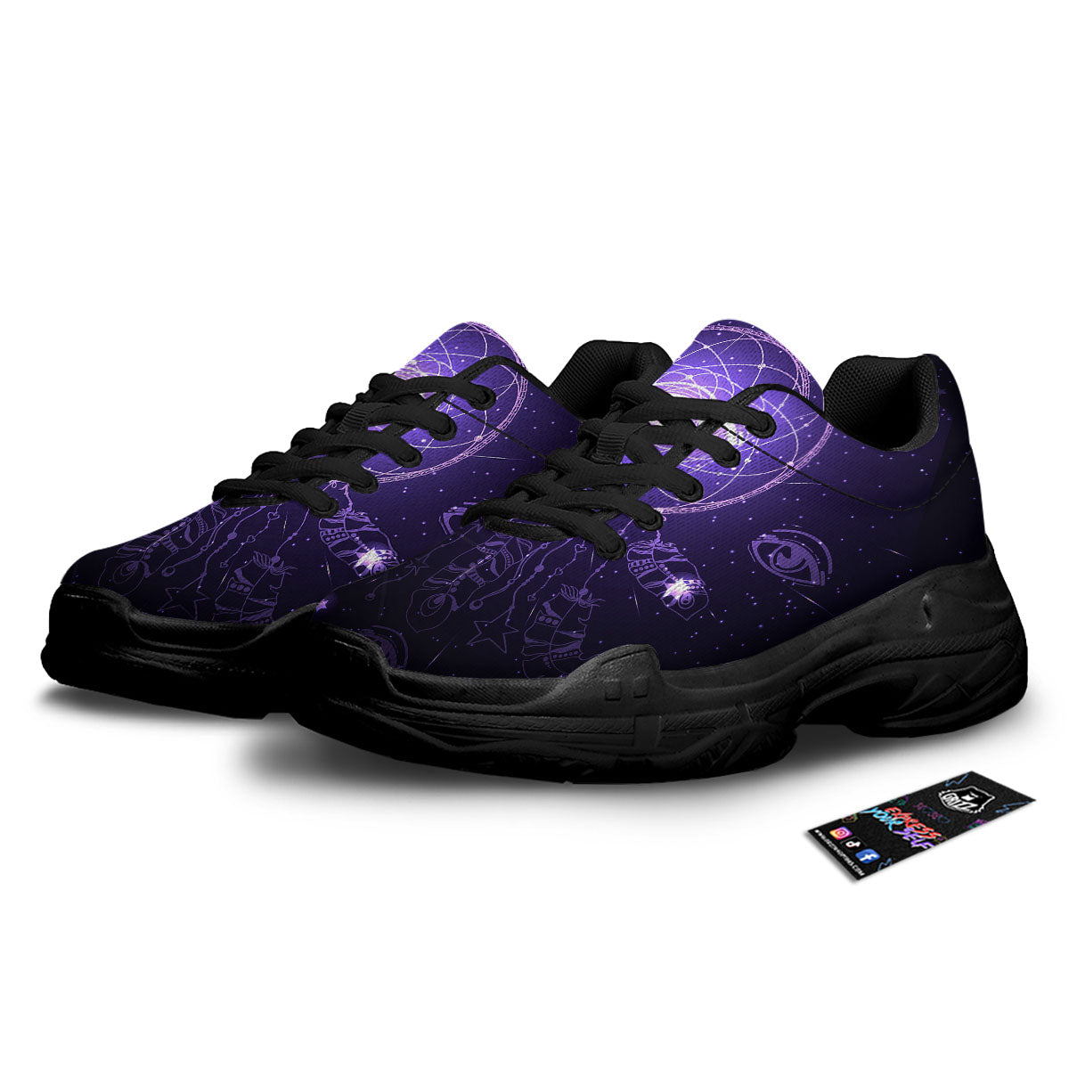 Dream Catcher Constellation Native Print Black Chunky Shoes-grizzshop