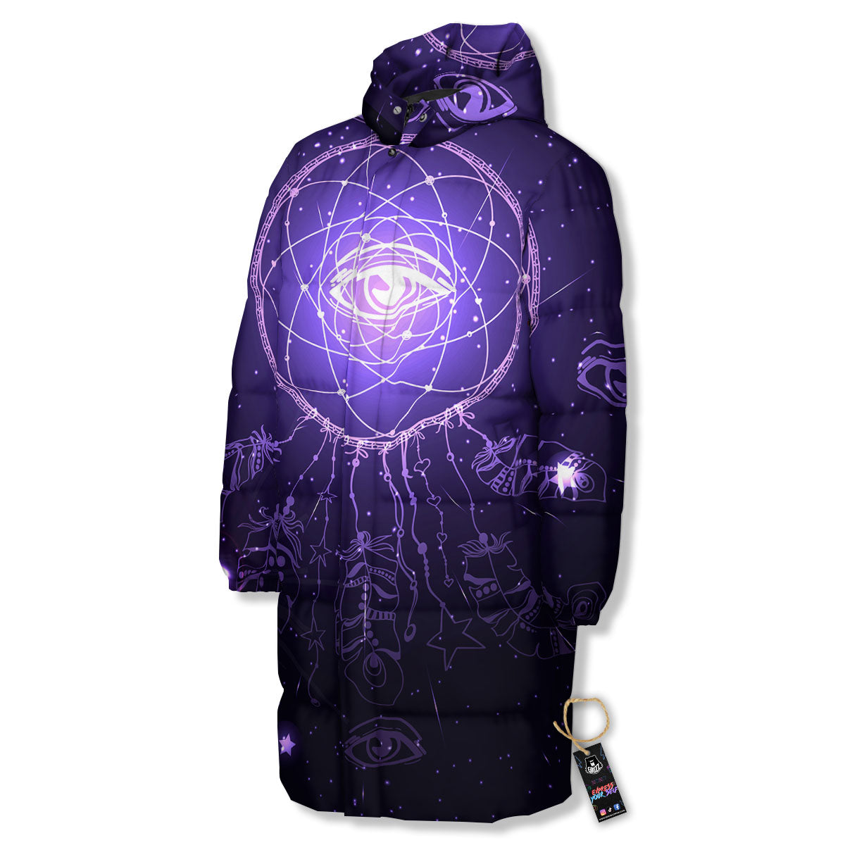 Dream Catcher Constellation Native Print Long Down Jacket-grizzshop