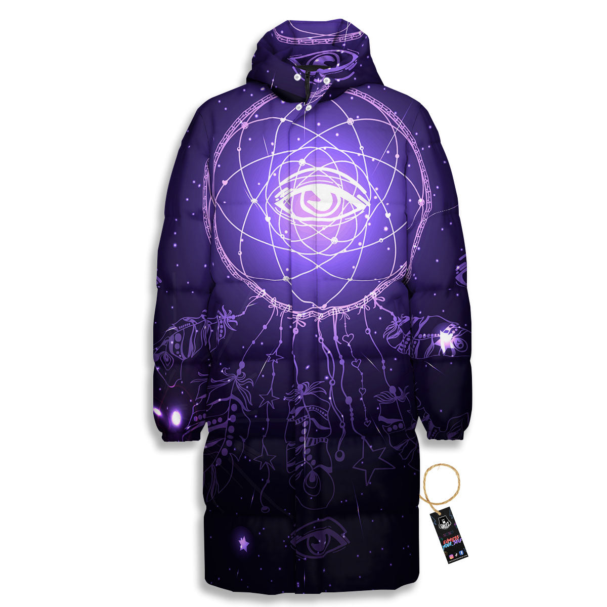Dream Catcher Constellation Native Print Long Down Jacket-grizzshop