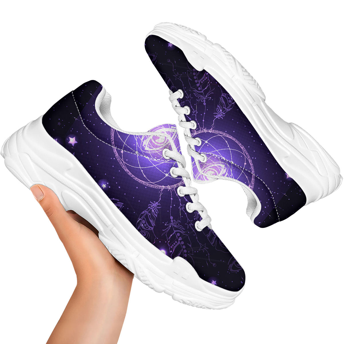 Dream Catcher Constellation Native Print White Chunky Shoes-grizzshop