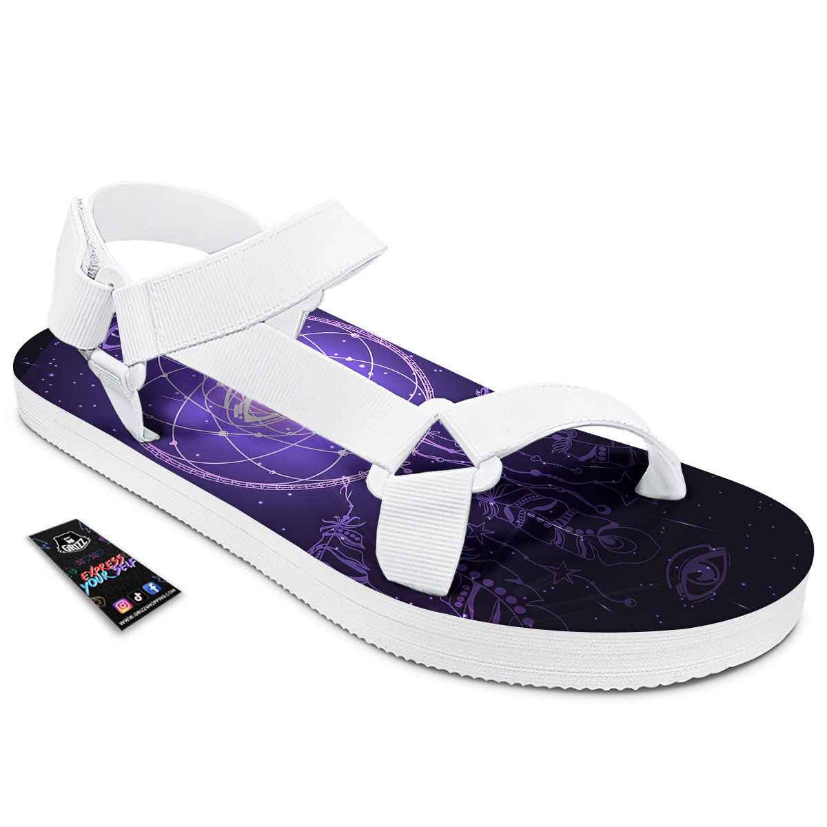 Dream Catcher Constellation Native Print White Open Toe Sandals-grizzshop