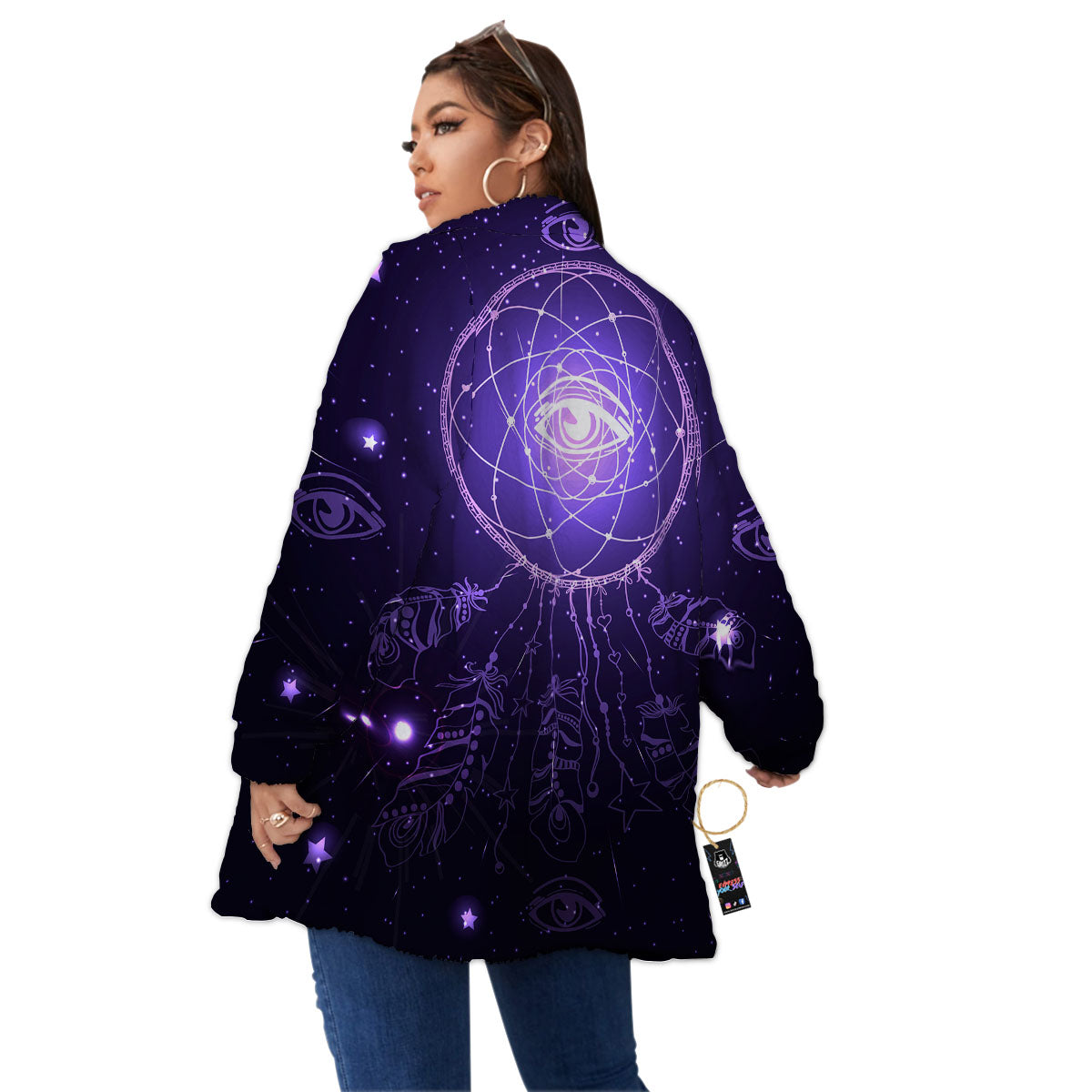 Dream Catcher Constellation Native Print Women's Sherpa Jacket-grizzshop
