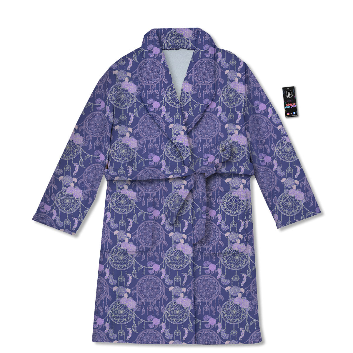 Dream Catcher Floral Print Pattern Bathrobe-grizzshop