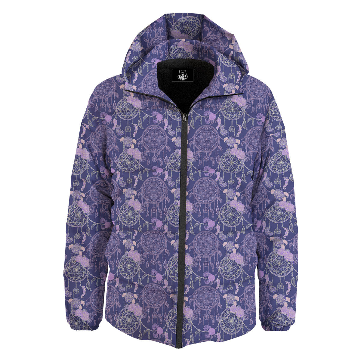 Dream Catcher Floral Print Pattern Down Jacket-grizzshop
