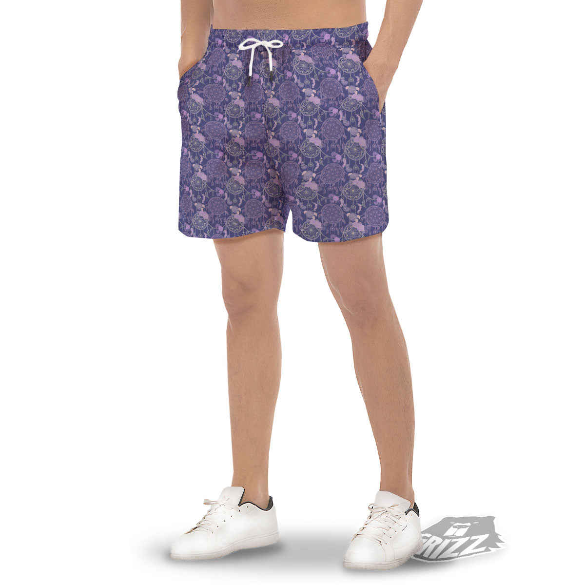 Dream Catcher Floral Print Pattern Men's Gym Shorts-grizzshop