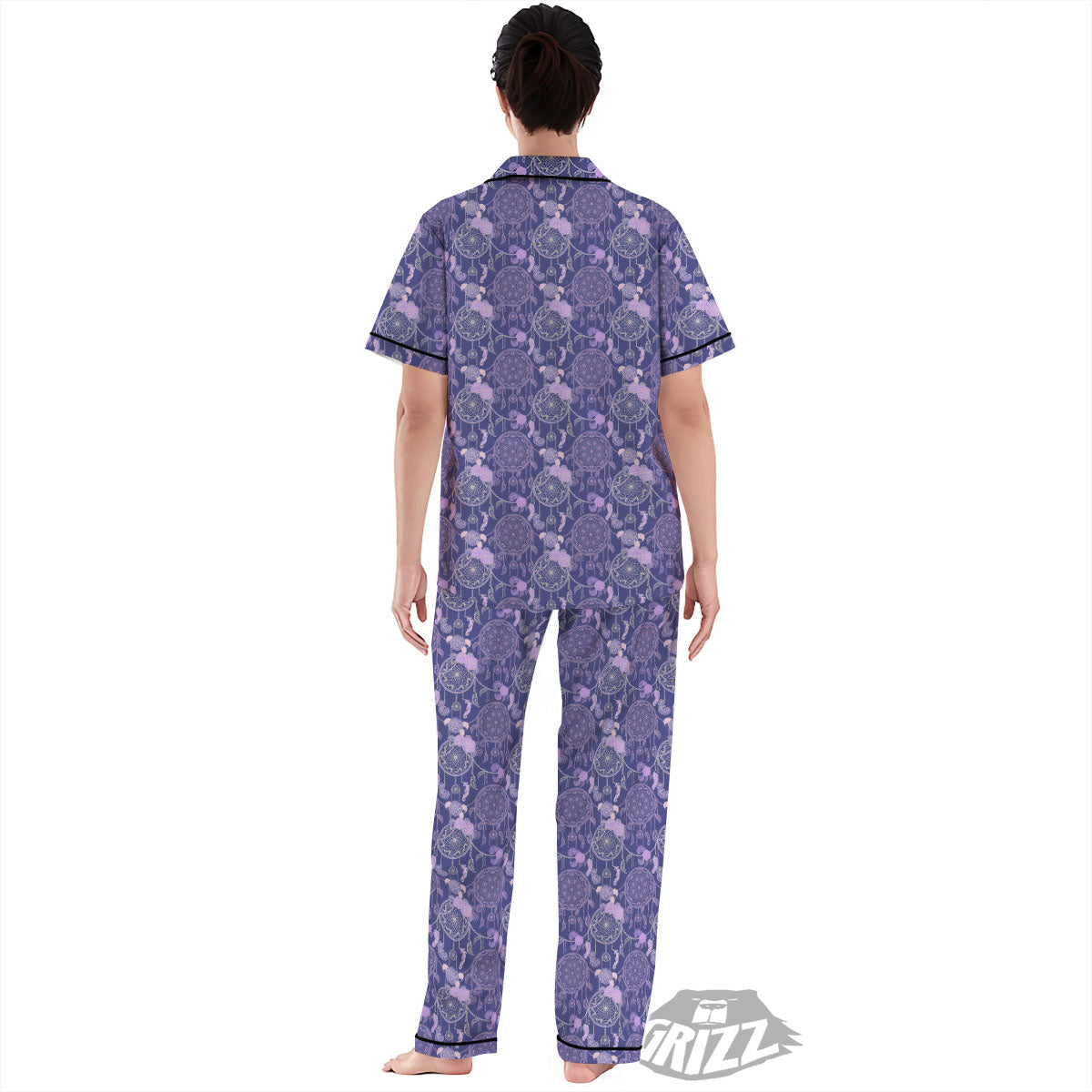 Dream Catcher Floral Print Pattern Women's Pajamas Set-grizzshop
