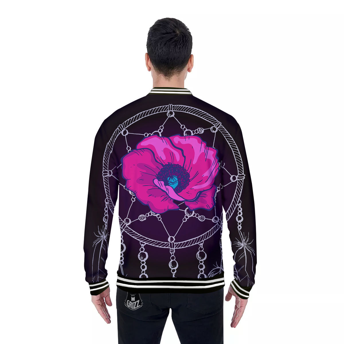 Dream Catcher Flower Bohemian Print Baseball Jacket-grizzshop
