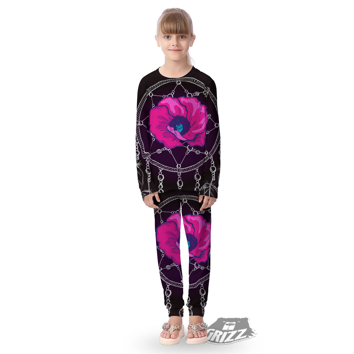 Dream Catcher Flower Bohemian Print Kid's Pajamas-grizzshop