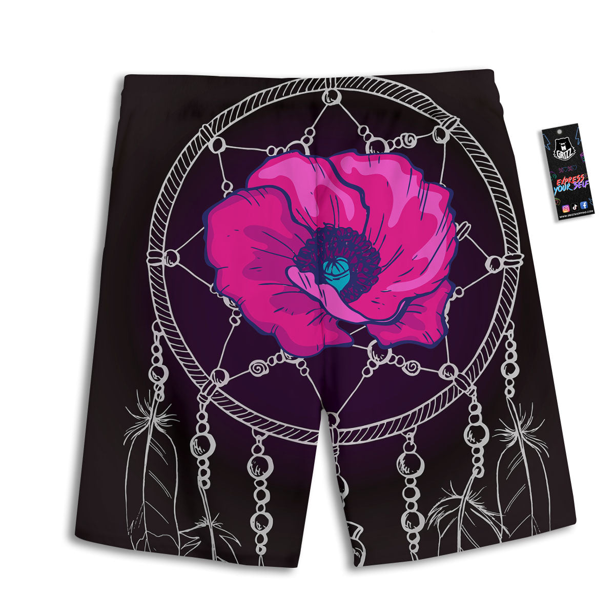 Dream Catcher Flower Bohemian Print Men's Athletic Shorts