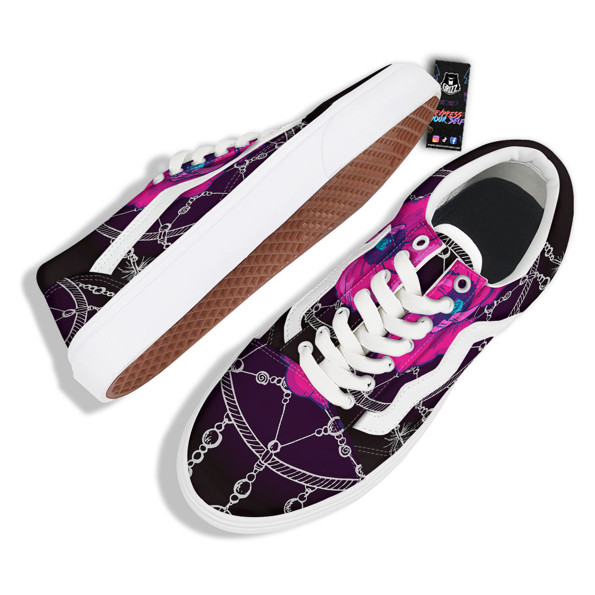 Dream Catcher Flower Bohemian Print Skate Shoes-grizzshop