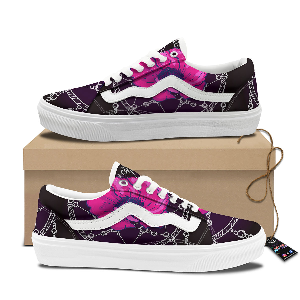 Dream Catcher Flower Bohemian Print Skate Shoes-grizzshop