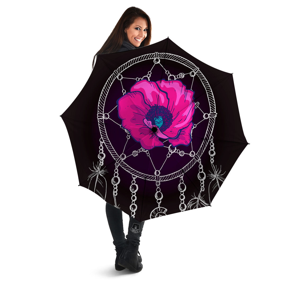 Dream Catcher Flower Bohemian Print Umbrella-grizzshop