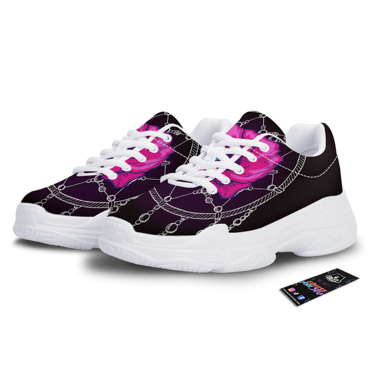 Dream Catcher Flower Bohemian Print White Chunky Shoes-grizzshop