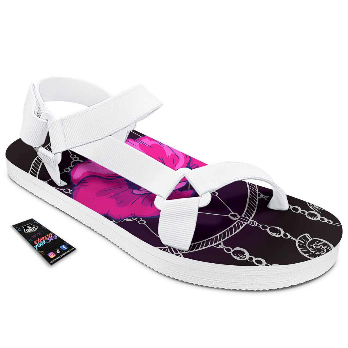 Dream Catcher Flower Bohemian Print White Open Toe Sandals-grizzshop
