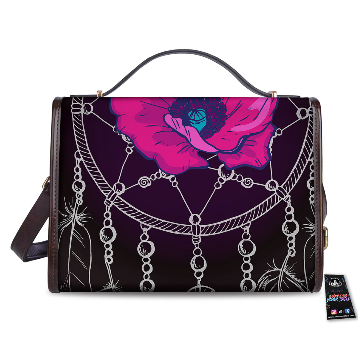 Dream Catcher Flower Bohemian Print Women's Satchel Bag-grizzshop