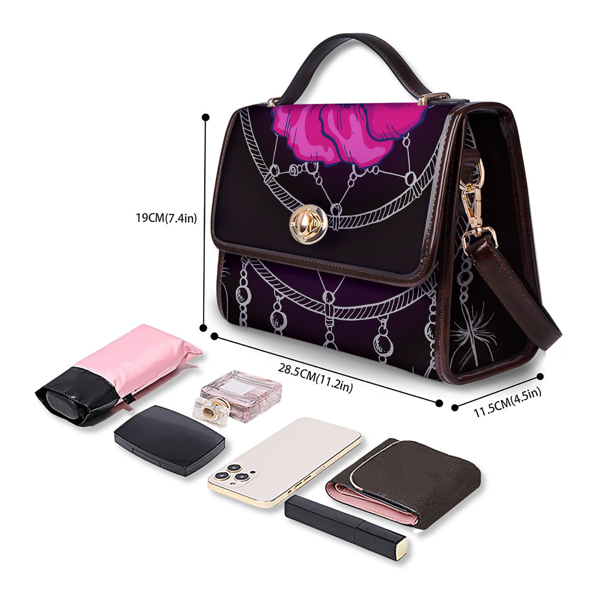 Dream Catcher Flower Bohemian Print Women's Satchel Bag-grizzshop
