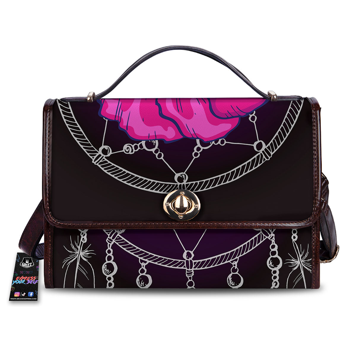 Dream Catcher Flower Bohemian Print Women's Satchel Bag-grizzshop