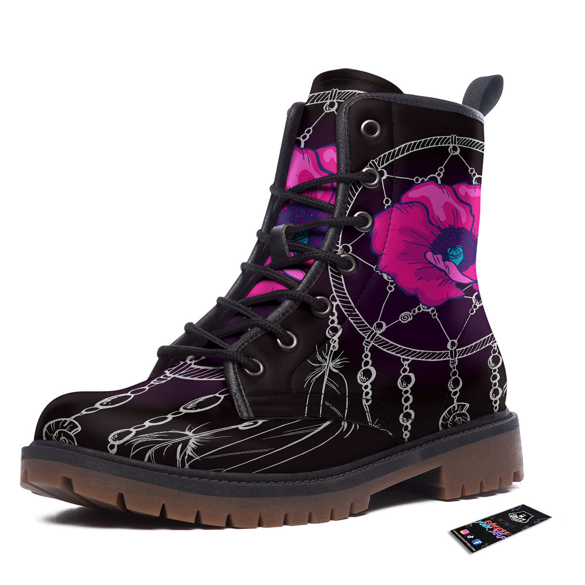 Dream Catcher Flower Bohemian Print Work Boots-grizzshop