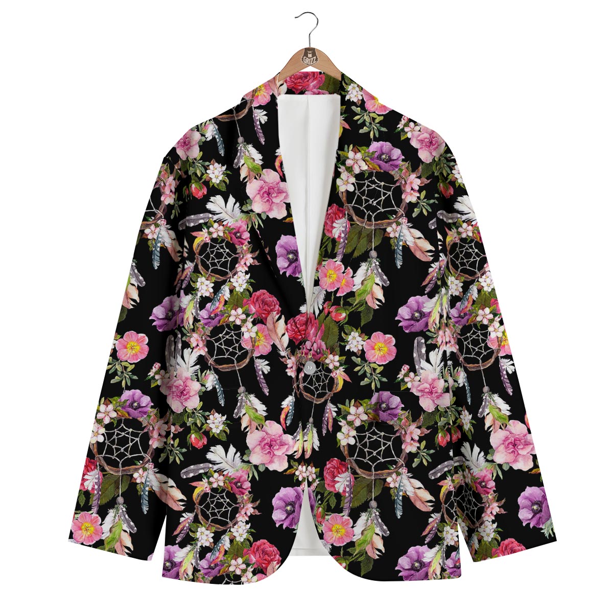 Dream Catcher Flower Boho Feather Men's Blazer-grizzshop
