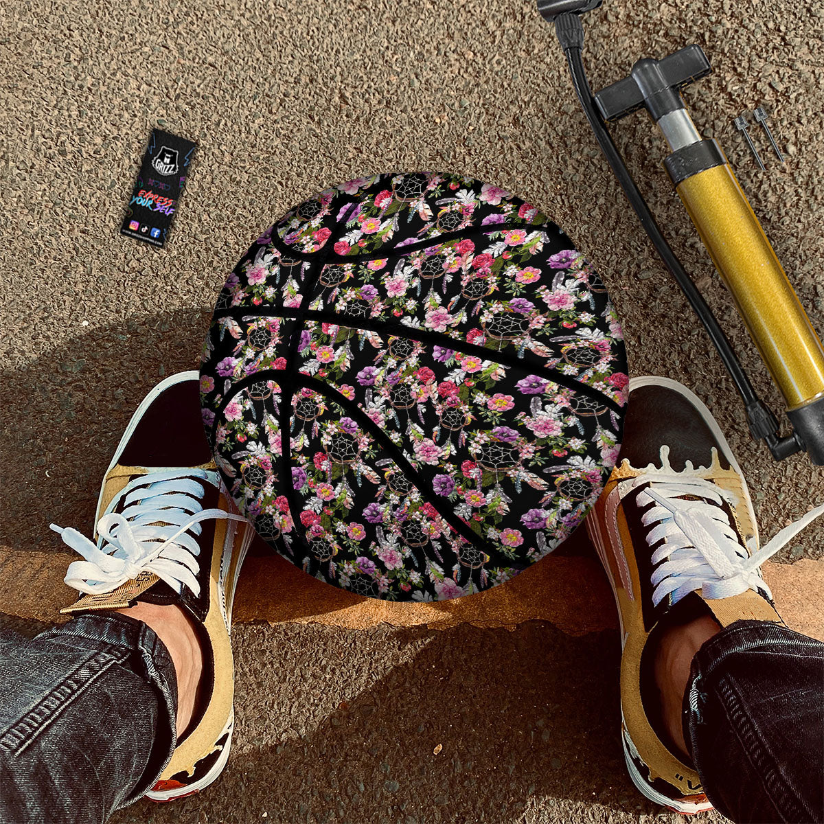 Dream Catcher Flower Print Pattern Basketball-grizzshop