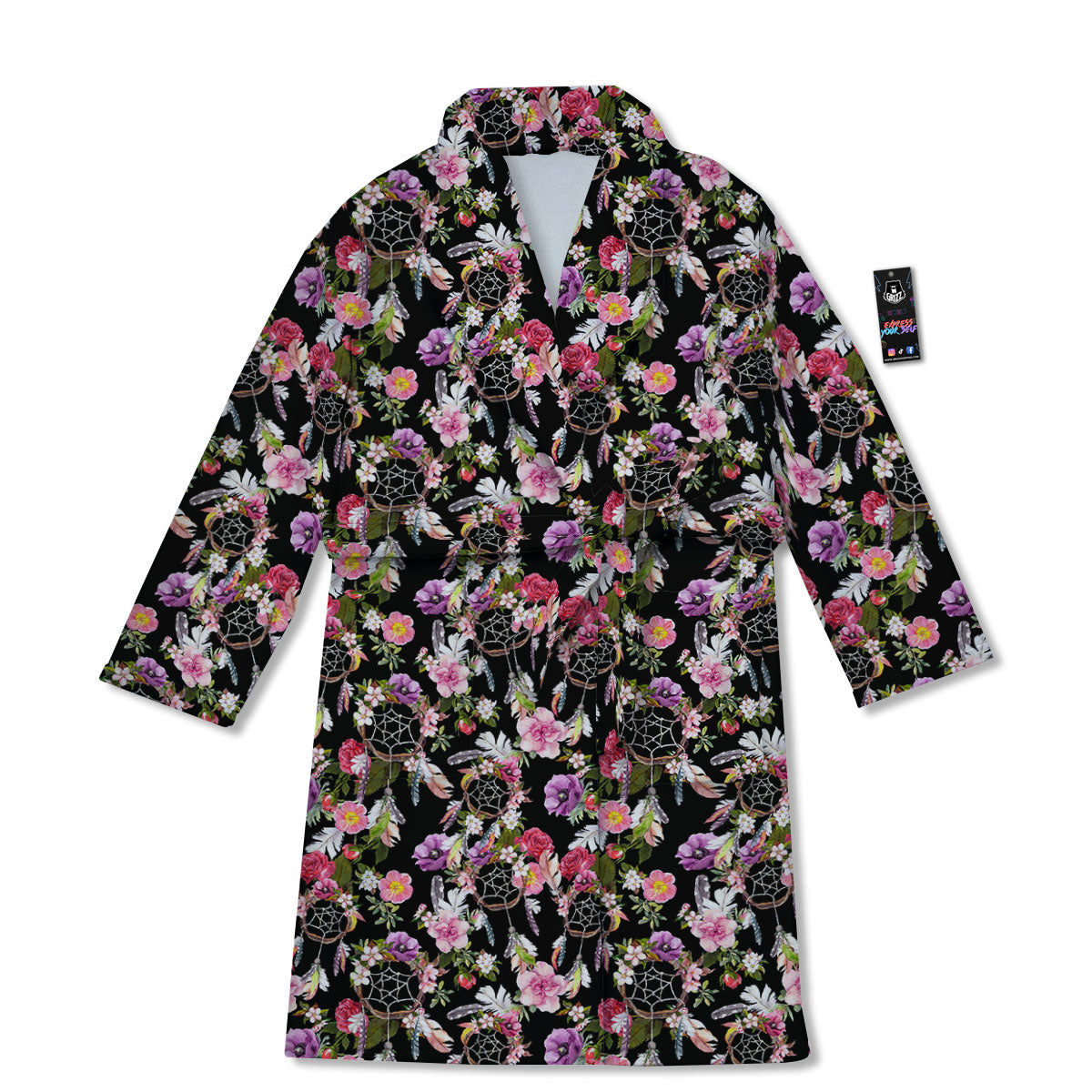 Dream Catcher Flower Print Pattern Bathrobe-grizzshop