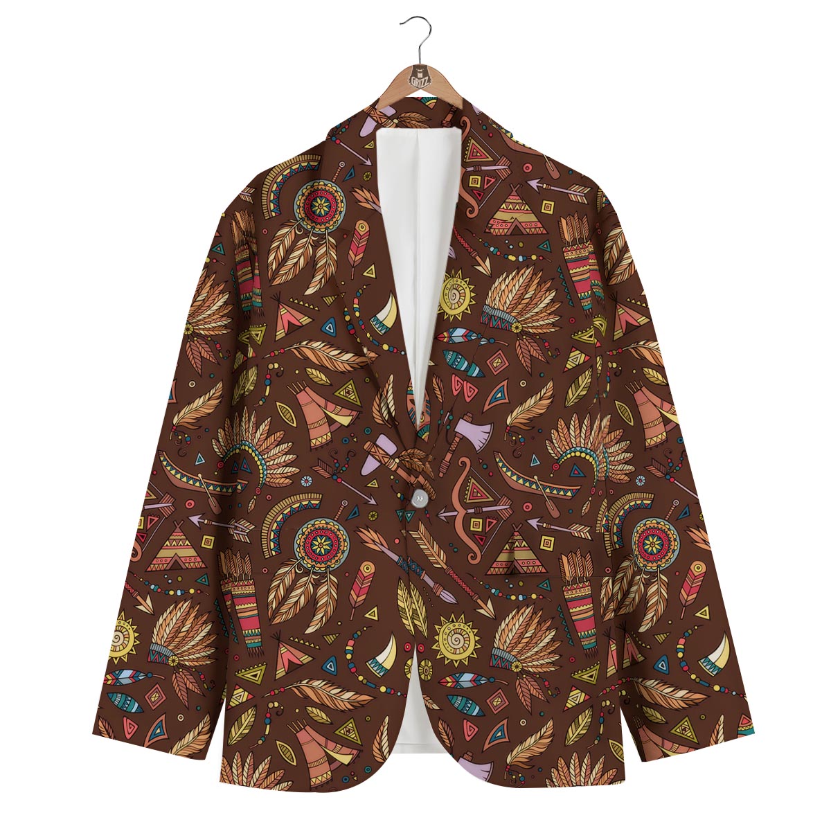 Dream Catcher Native American Boho Feather Men's Blazer-grizzshop
