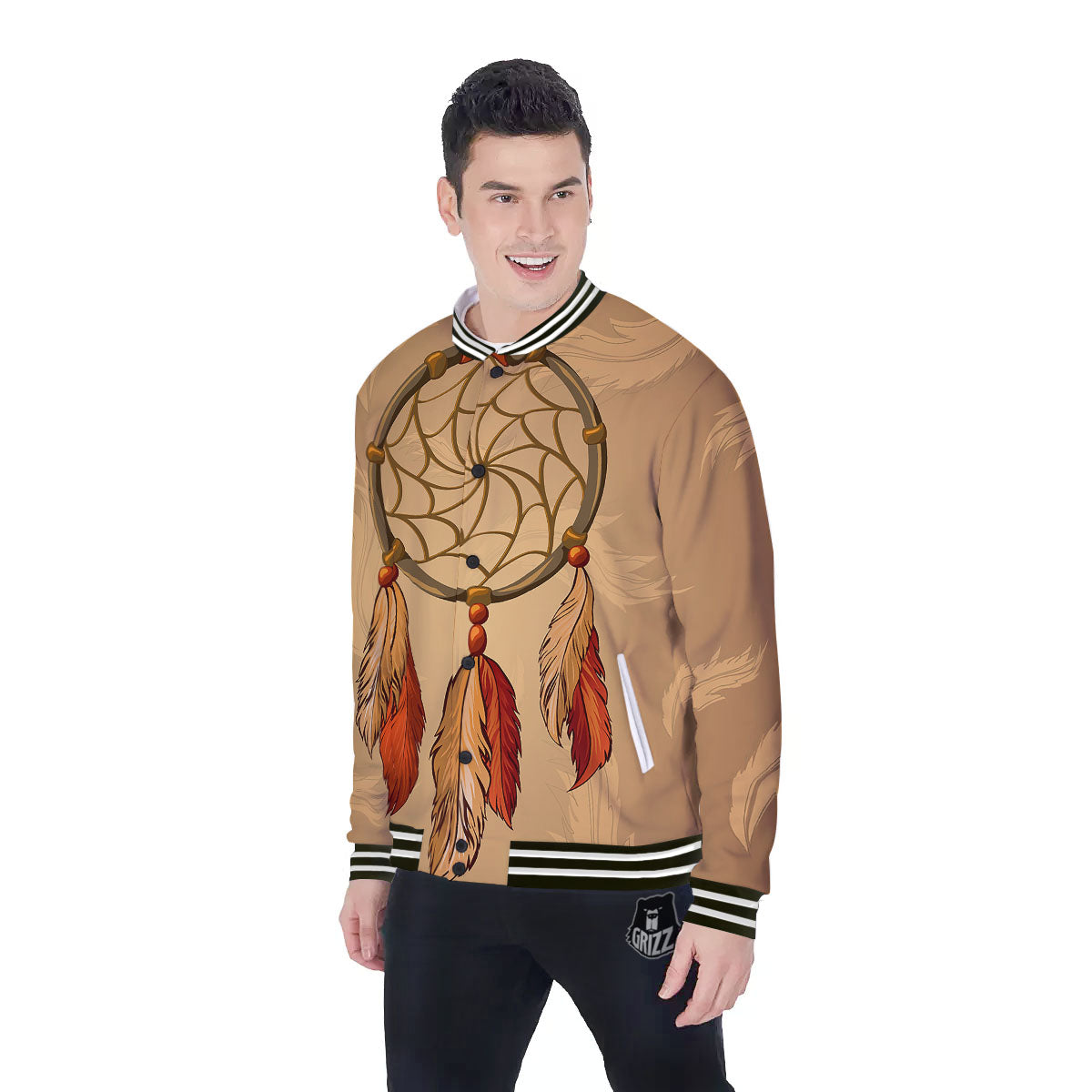 Dream Catcher Native American Print Baseball Jacket-grizzshop