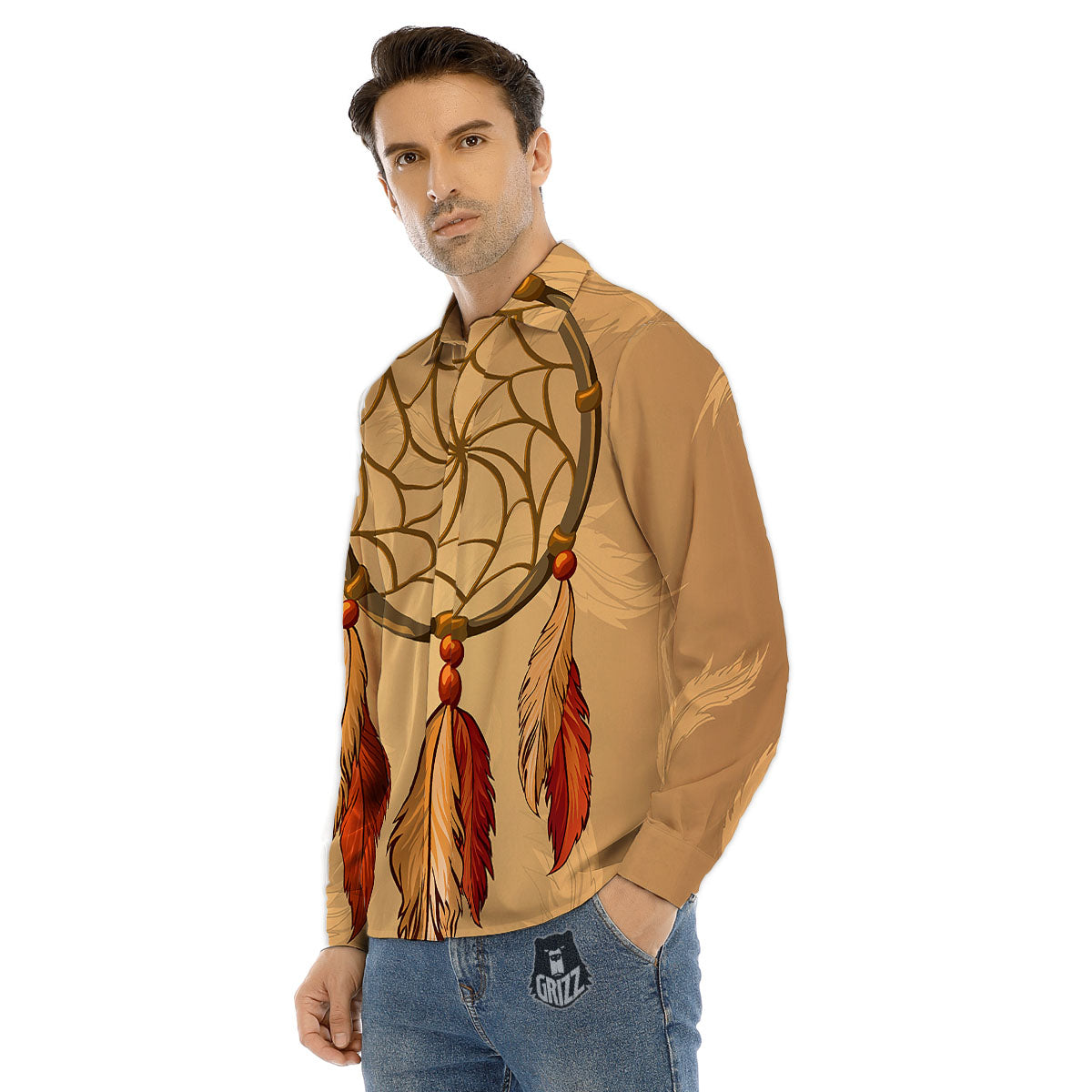 Dream Catcher Native American Print Men's Dress Shirts-grizzshop